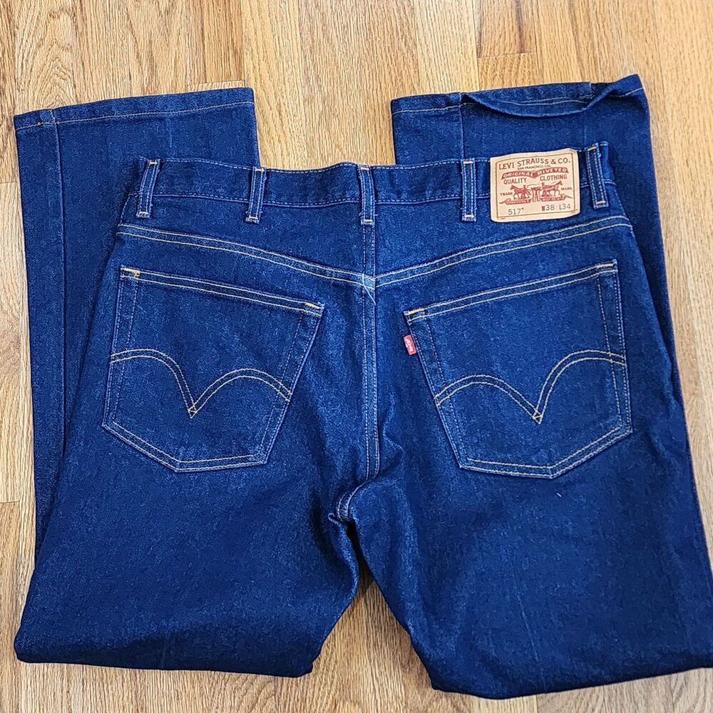 Levis 517 Bootcut Jeans Mens 38x34 (actual 31) Dark Wash Denim Classic Western - Picture 2 of 8